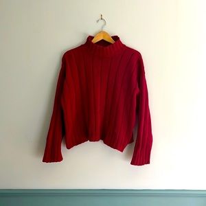 Vintage Ribbed Cotton Funnel Neck Sweater